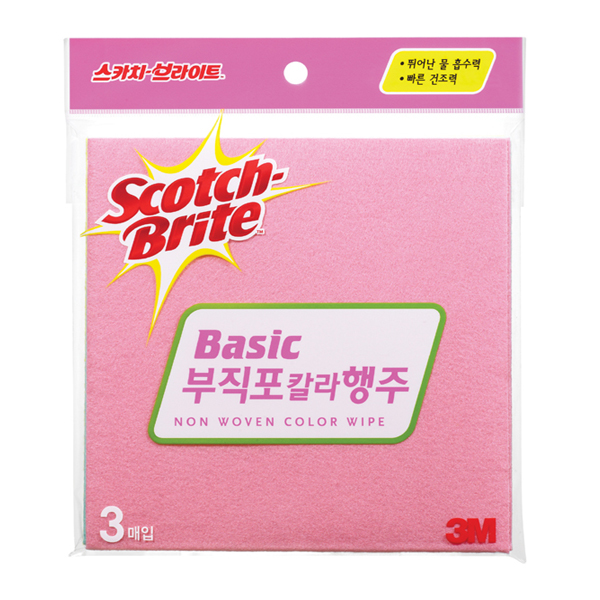 (8806410002533)3M 스카치브라이트 부직포 칼라 행주 3매입