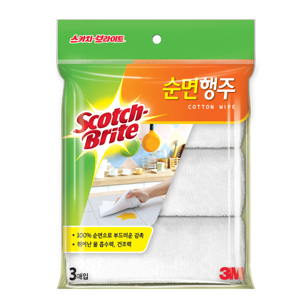 (8806080013297)3M 스카치브라이트 베이직 순면행주 3매