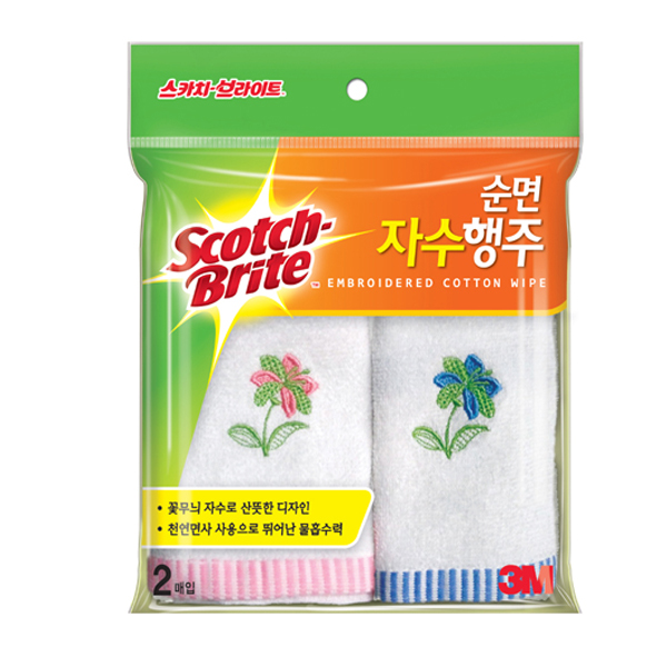 (8806080013303)3M 스카치브라이트 순면 자수행주 2매