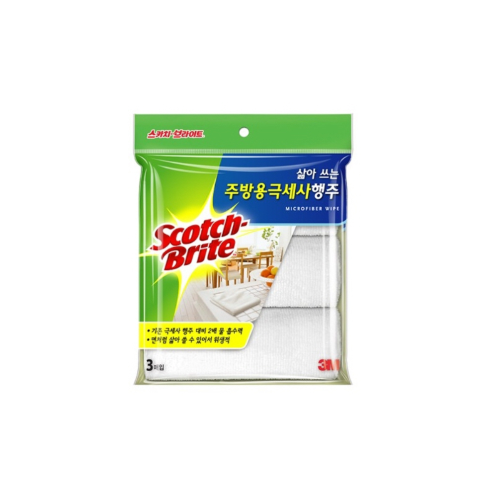 (8801230104573)3M 스카치브라이트 삶아쓰는 주방용극세사행주 3매